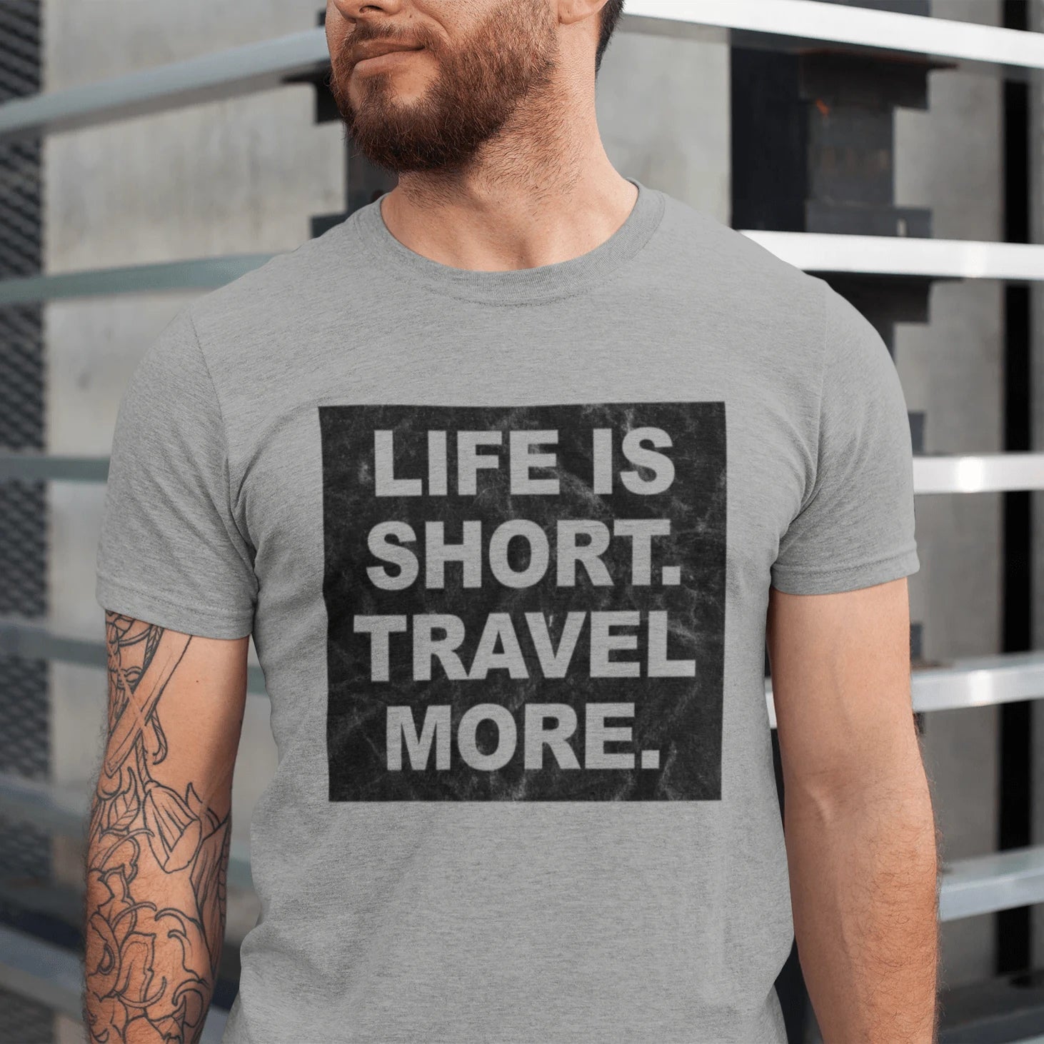 T-Shirt Athletic Heather / XS Life is Short. Travel More. T-Shirt