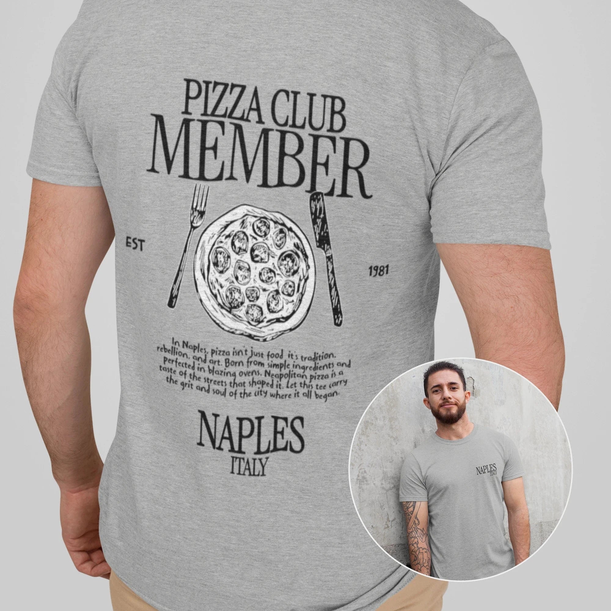 T-Shirt Athletic Heather / XS Naples: Pizza Club Member T-Shirt