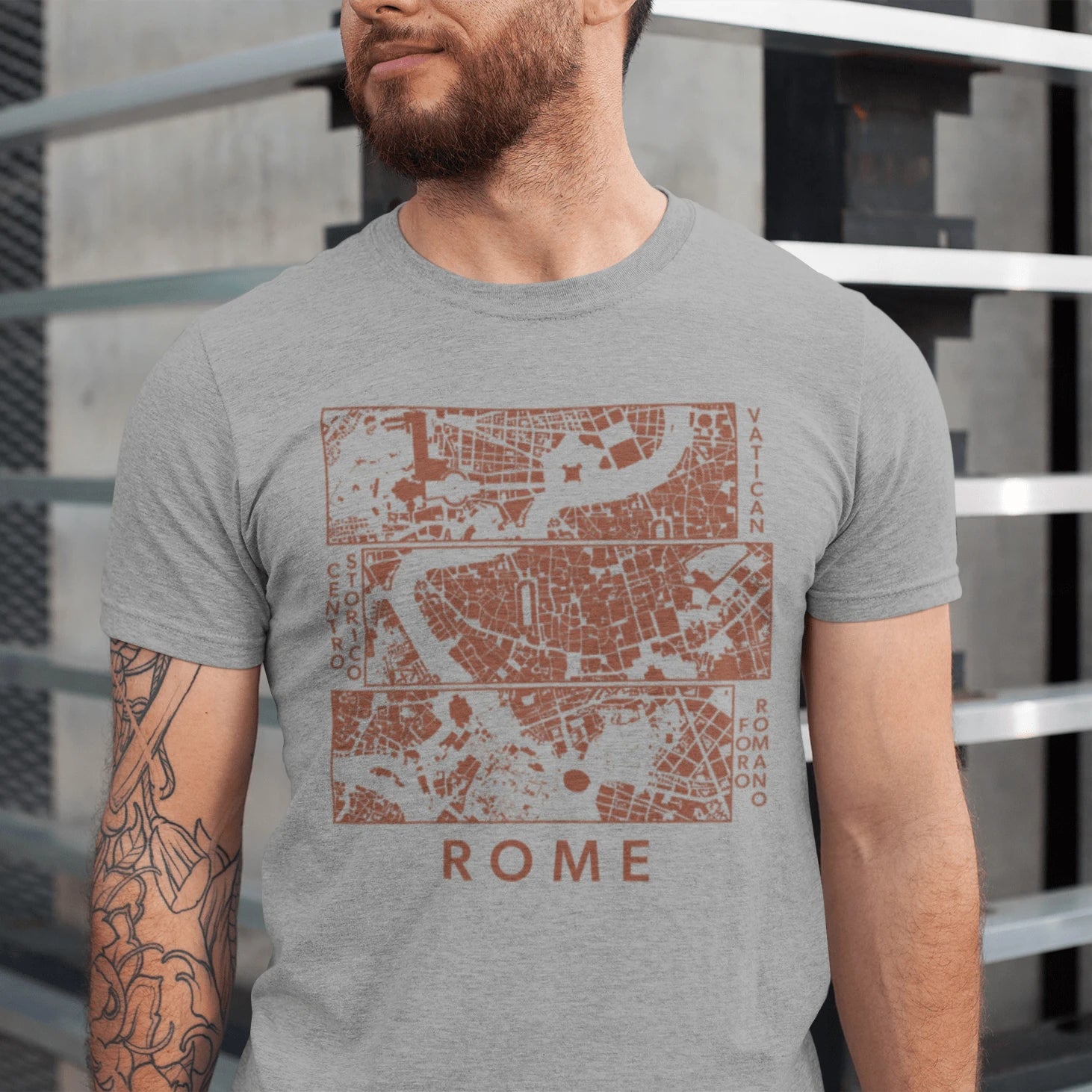 T-Shirt Athletic Heather / XS Rome Neighborhoods Map T-Shirt