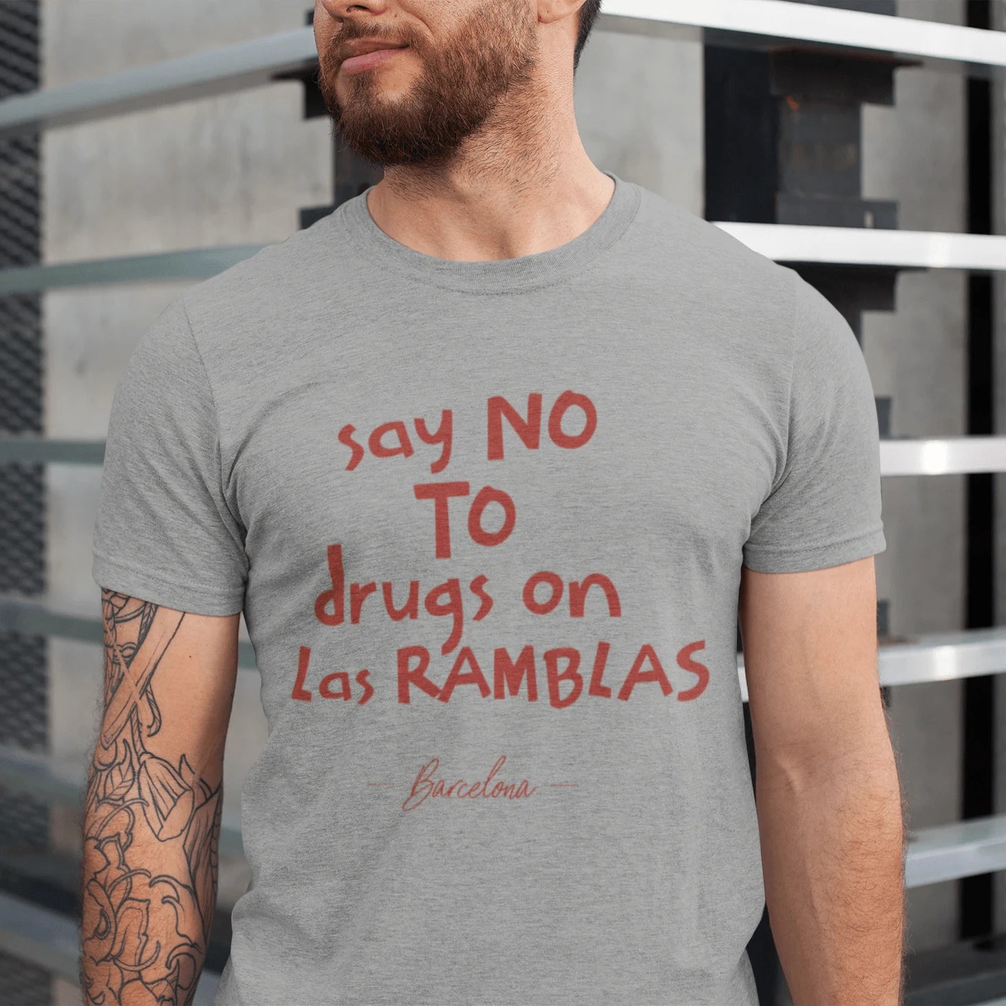 T-Shirt Athletic Heather / XS Say No to Drugs on Las Ramblas T-Shirt