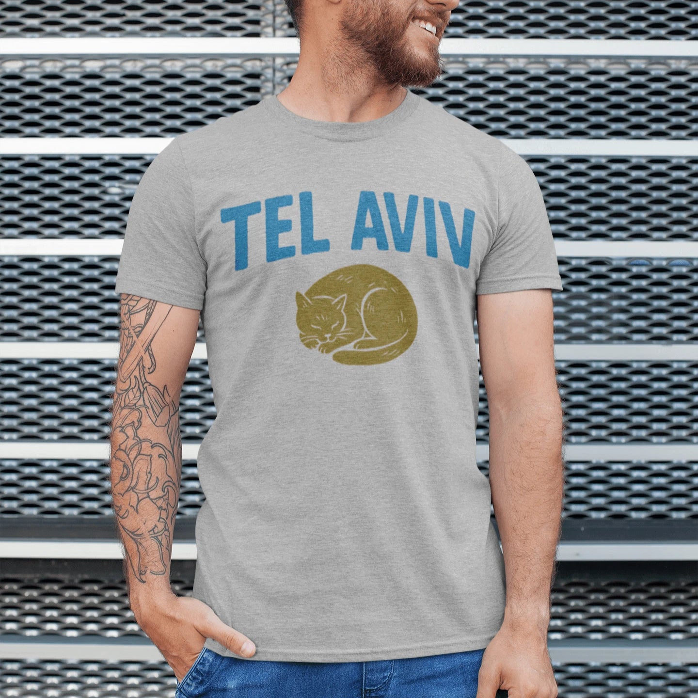 T-Shirt Athletic Heather / XS Tel Aviv Street Cat T-Shirt
