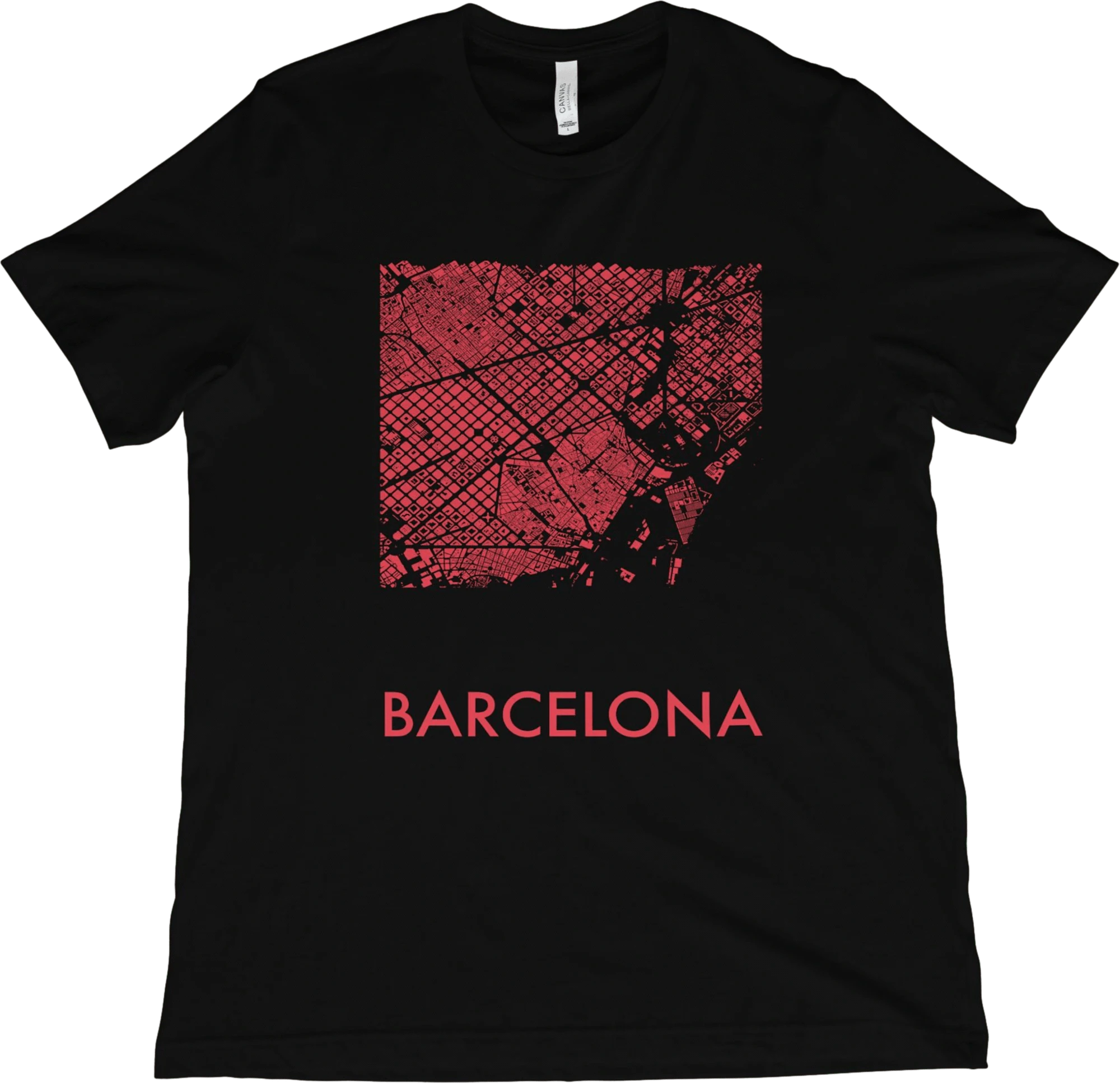 T-Shirt Black / XS Barcelona Map T-Shirt - City Grid