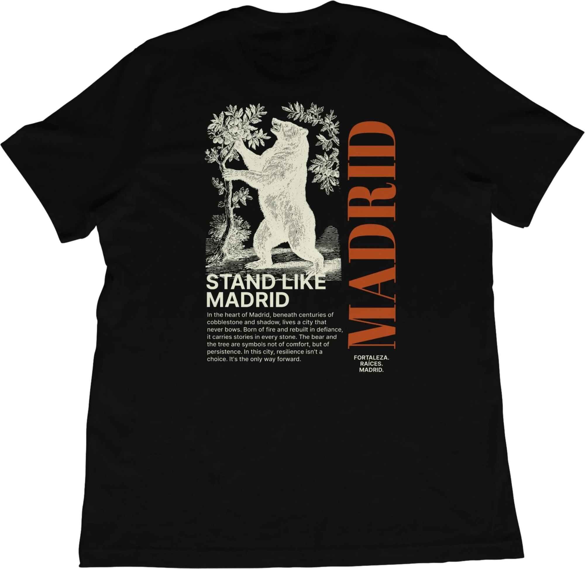 T-Shirt Black / XS Madrid Spain Bear and Tree T-Shirt