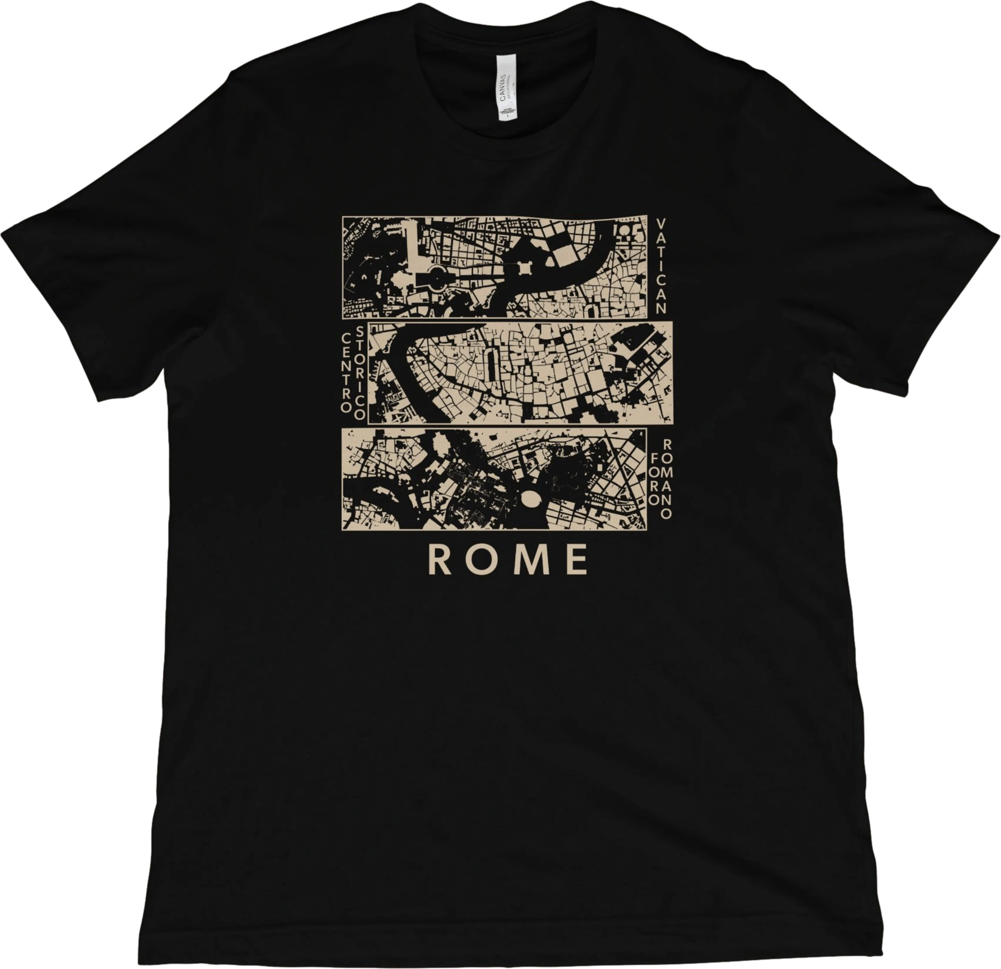 T-Shirt Black / XS Rome Neighborhoods Map T-Shirt