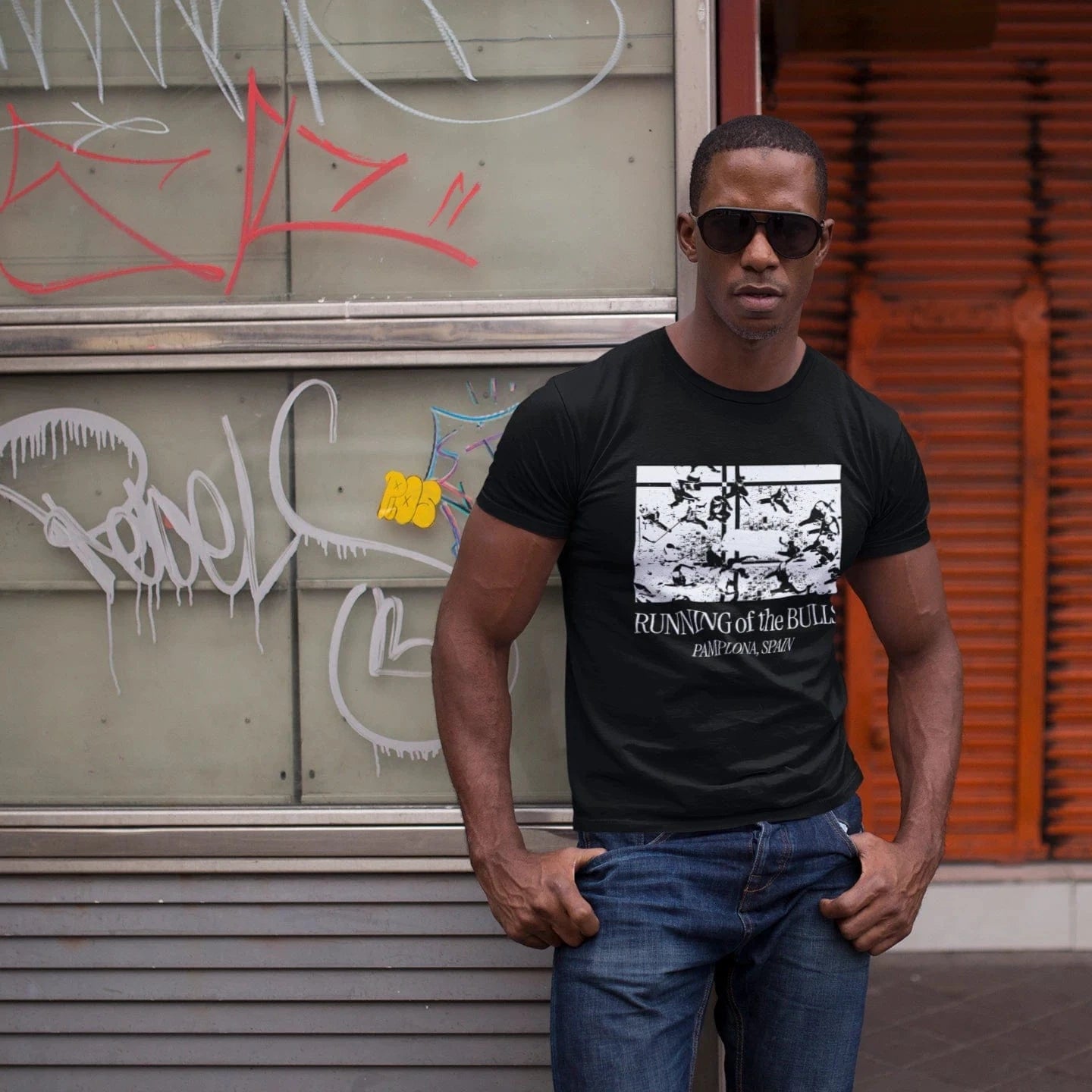 T-Shirt Black / XS Running of the Bulls - Pamplona, Spain T-Shirt