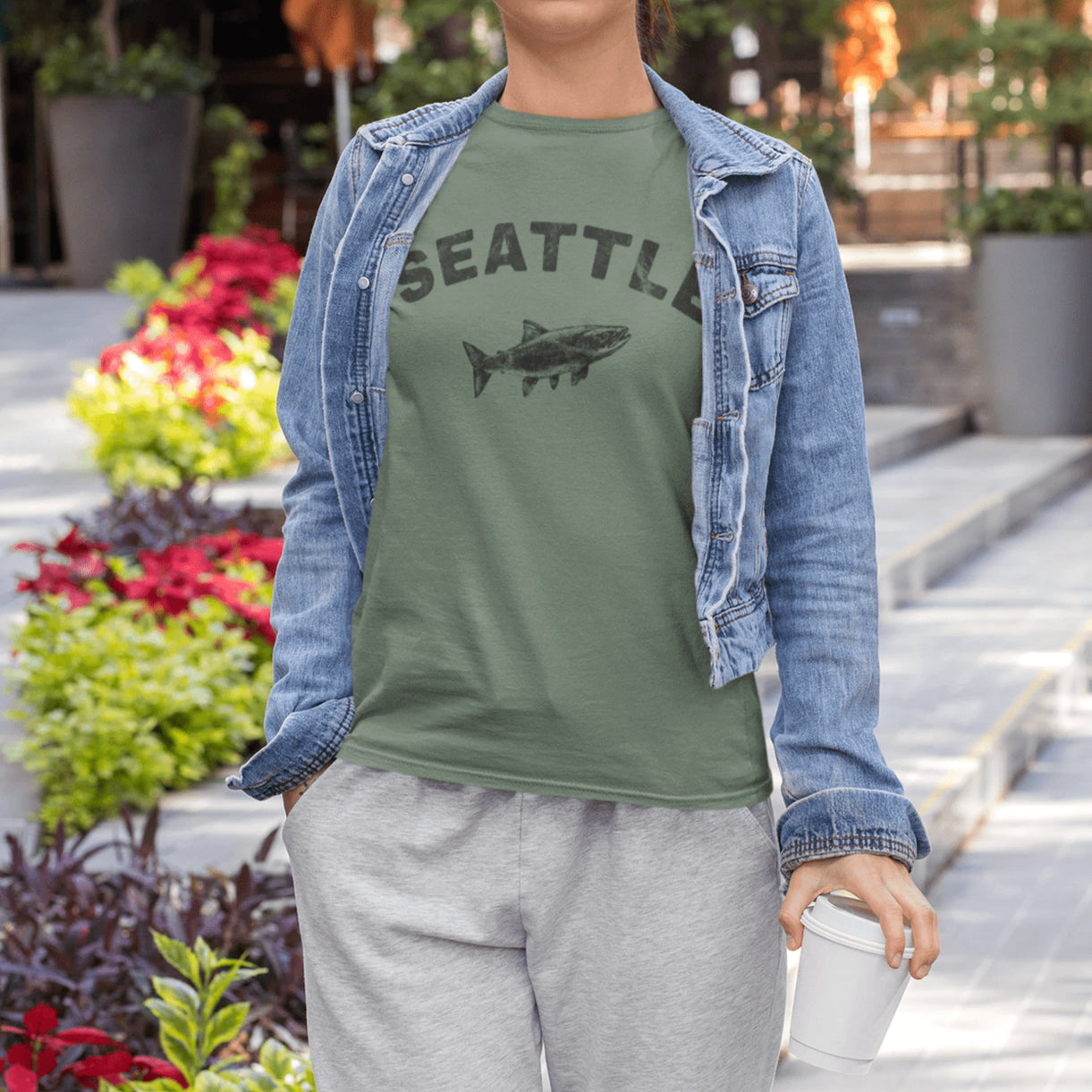 T-Shirt Military Green / XS Seattle Salmon T-Shirt