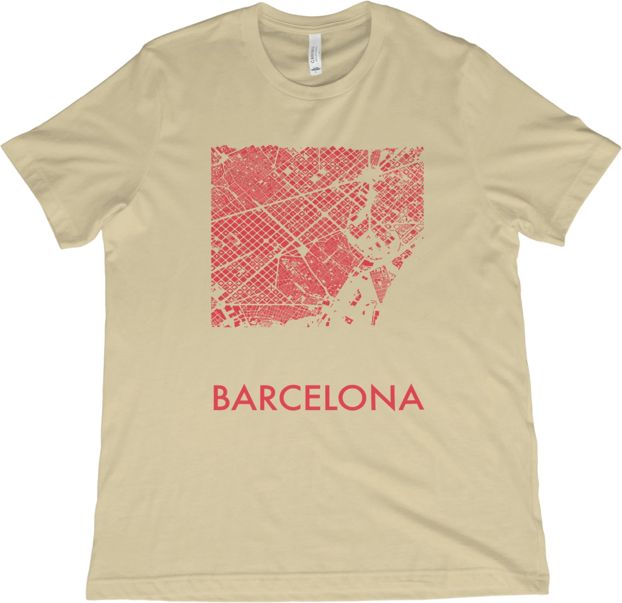 T-Shirt Natural / XS Barcelona Map T-Shirt - City Grid