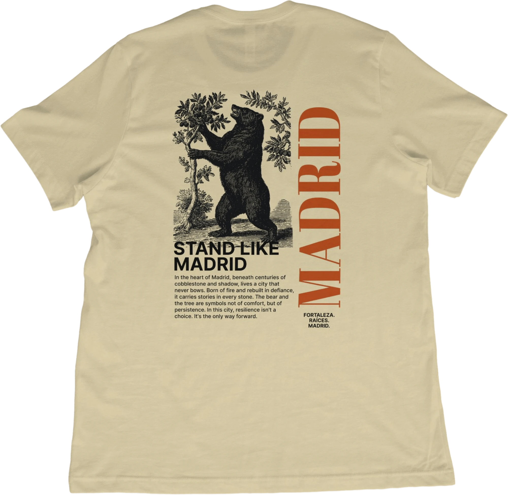 T-Shirt Natural / XS Madrid Spain Bear and Tree T-Shirt