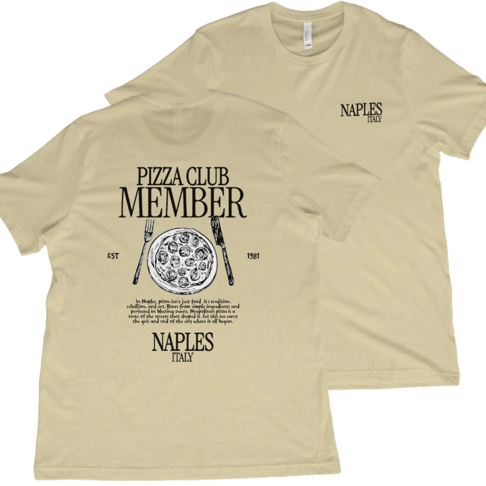 T-Shirt Natural / XS Naples: Pizza Club Member T-Shirt