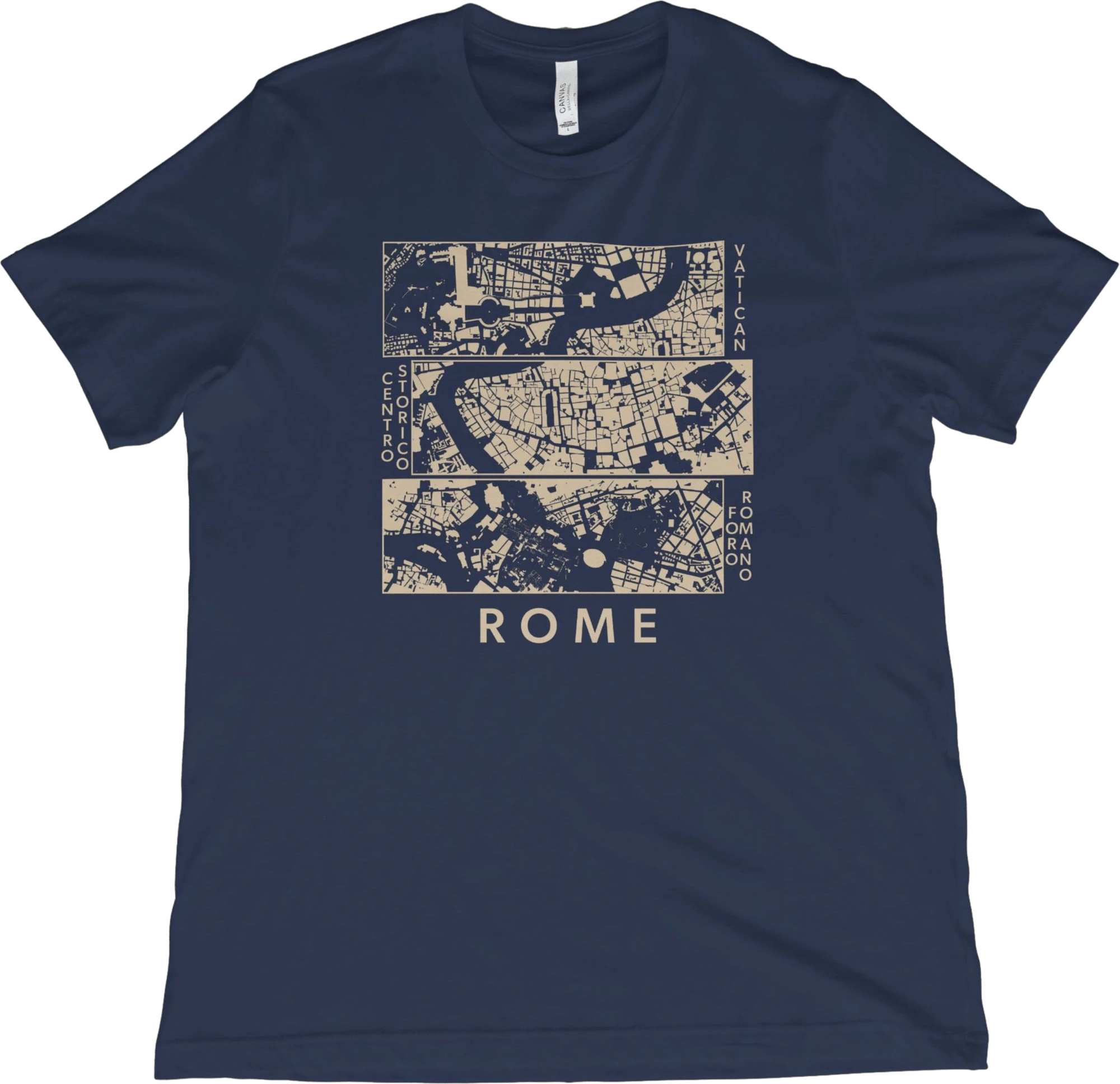 T-Shirt Navy / XS Rome Neighborhoods Map T-Shirt