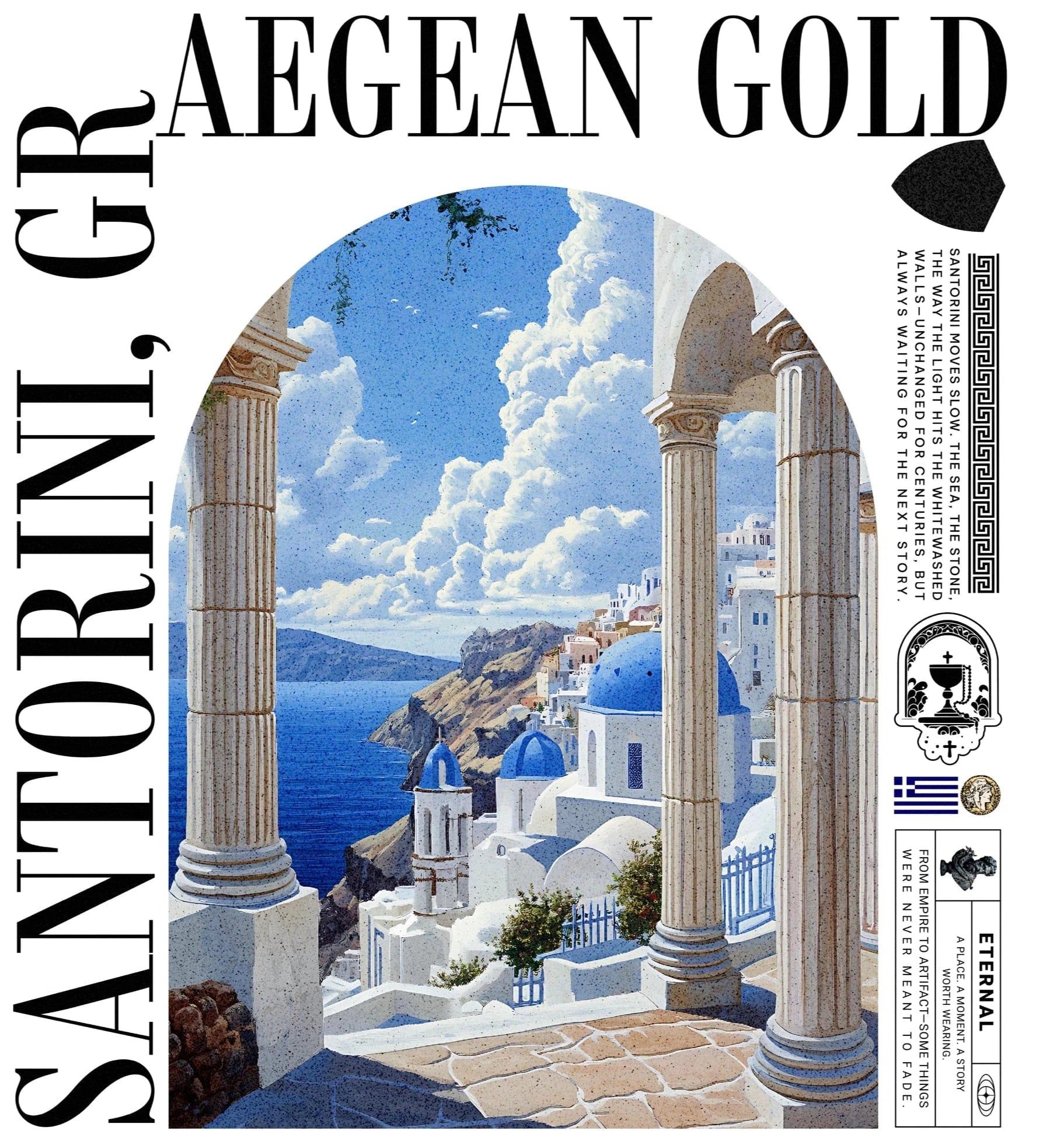 T-Shirt Santorini, Greece T-Shirt - Aegean Gold