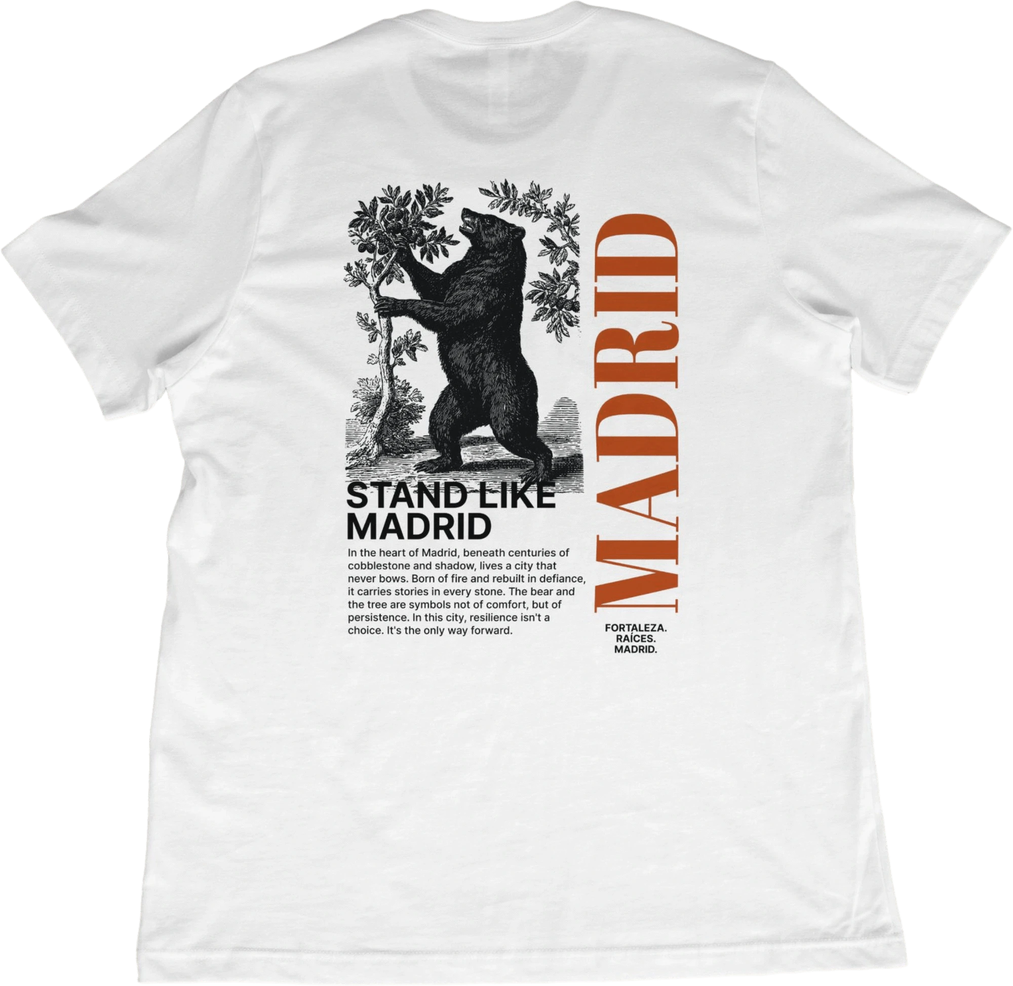 T-Shirt White / XS Madrid Spain Bear and Tree T-Shirt