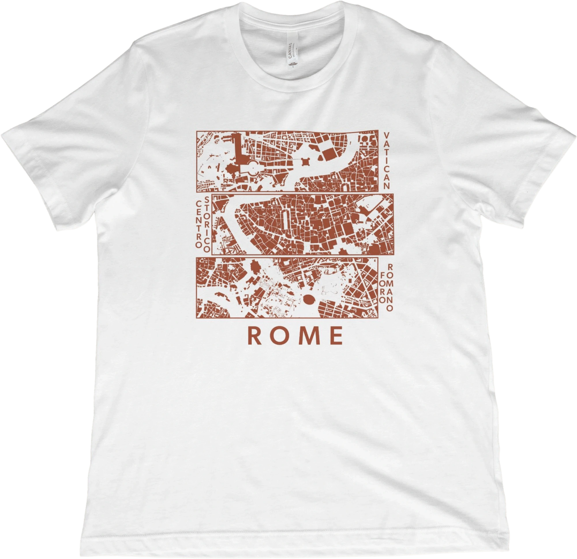 T-Shirt White / XS Rome Neighborhoods Map T-Shirt