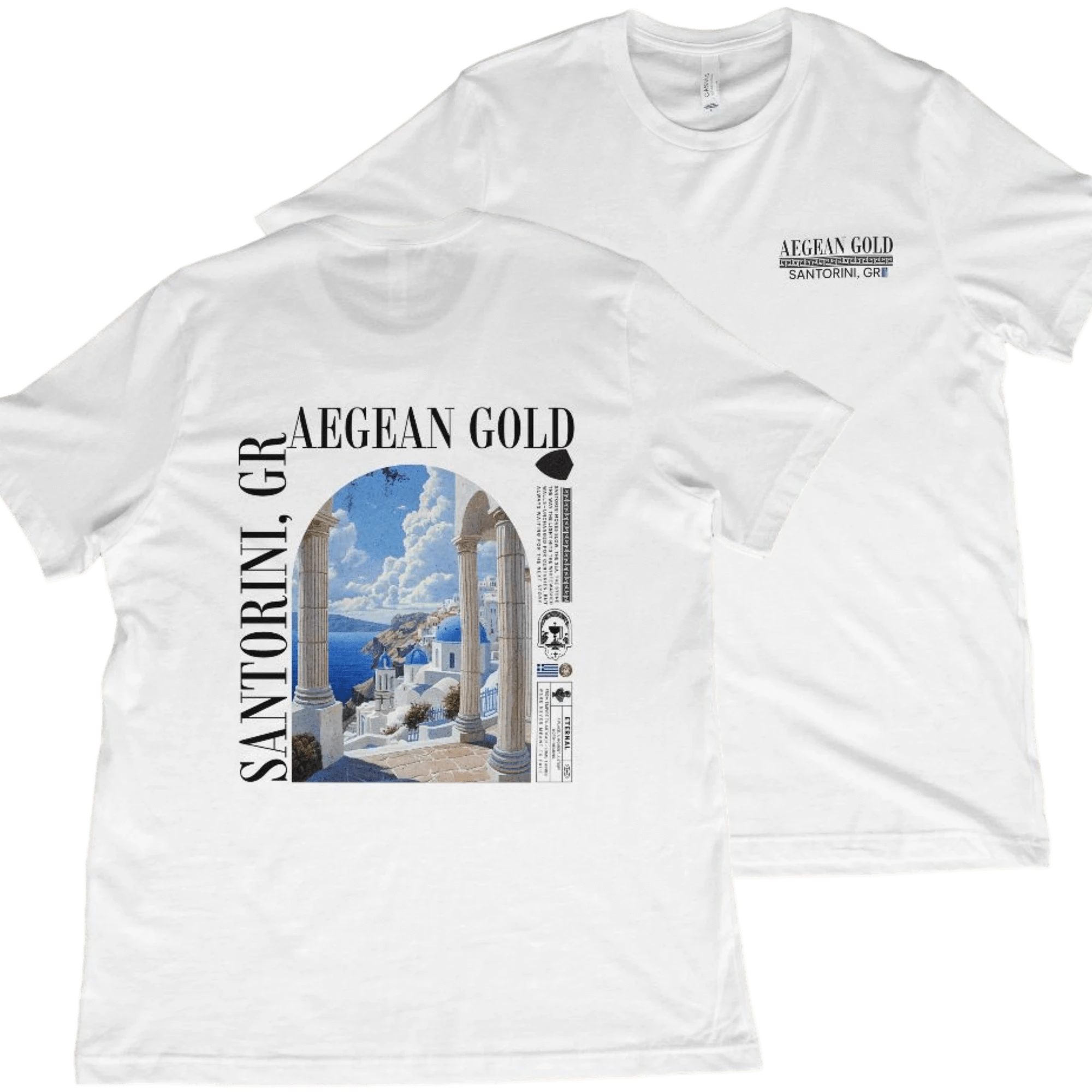 T-Shirt White / XS Santorini, Greece T-Shirt - Aegean Gold