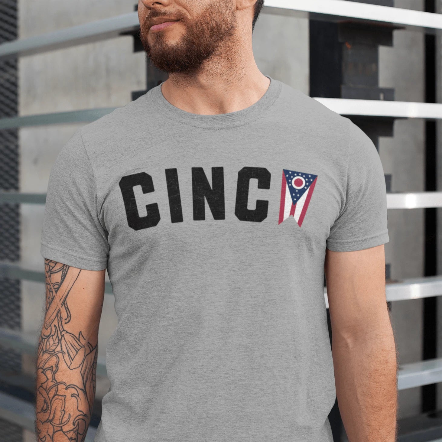 T-Shirt Athletic Heather / XS Cincy Ohio Flag T-Shirt