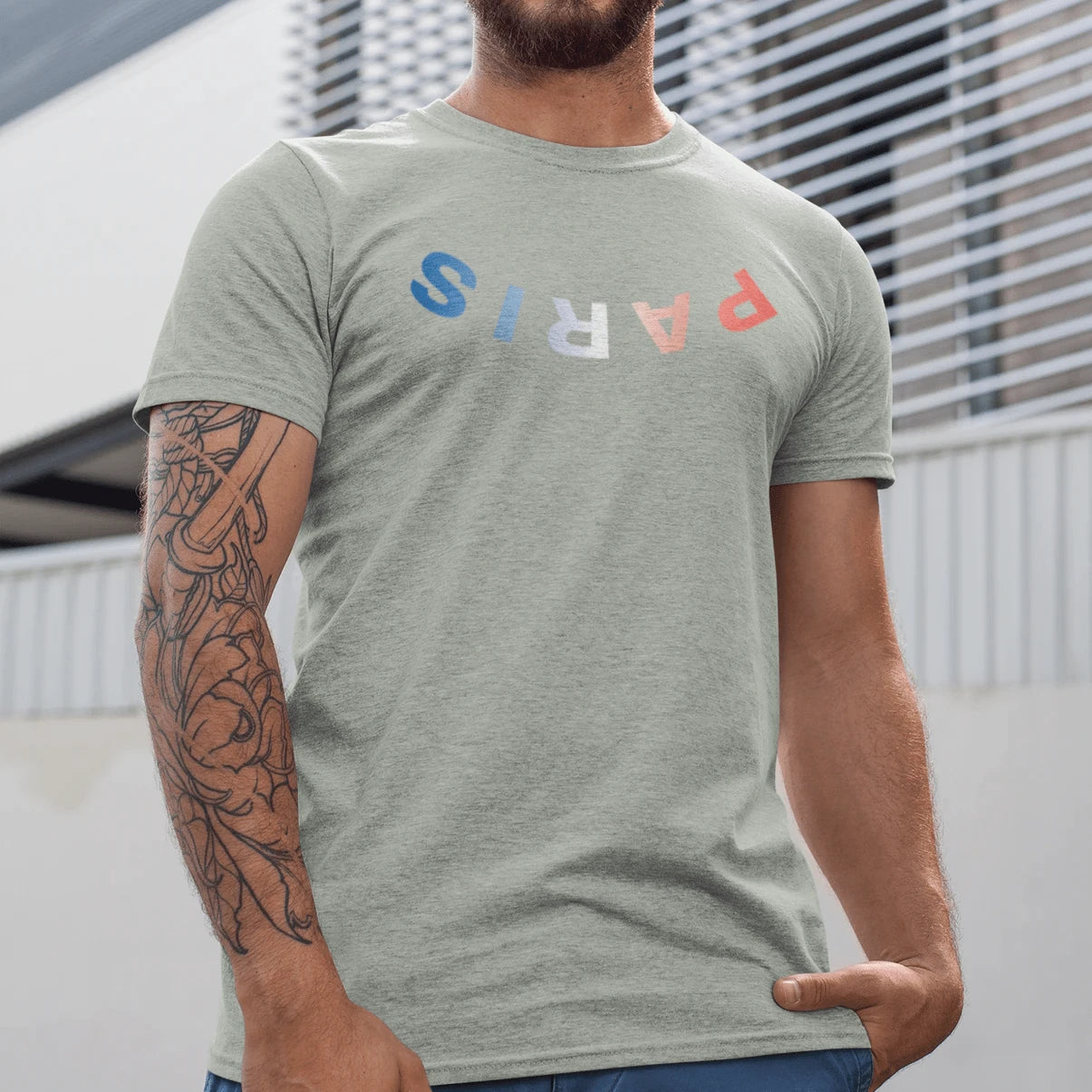 T-Shirt Athletic Heather / XS Paris Upside Down T-Shirt