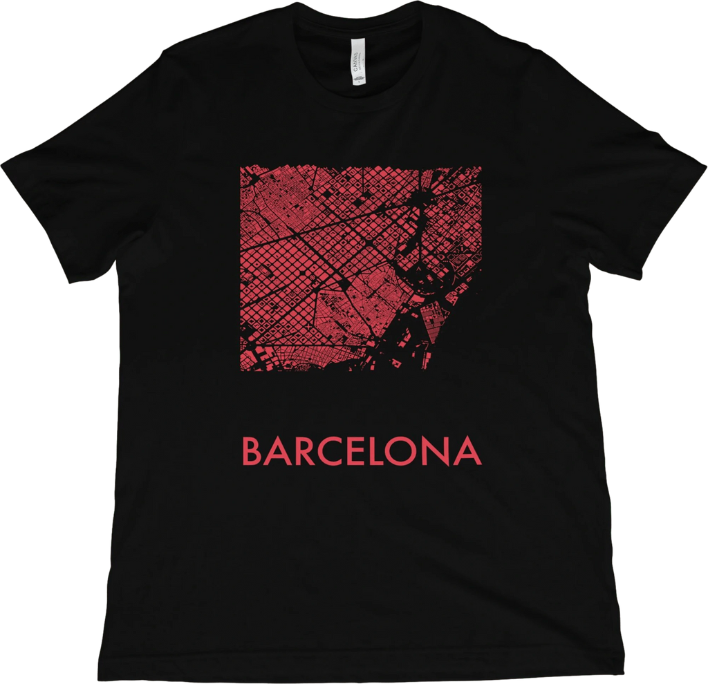 T-Shirt Black / XS Barcelona Map T-Shirt - City Grid