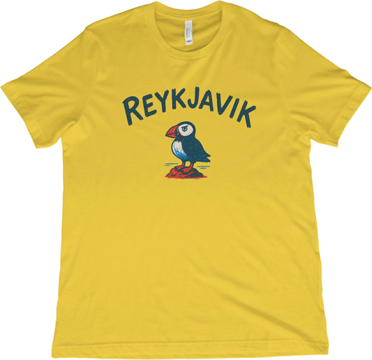 T-Shirt Maize Yellow / XS Reykjavik Iceland Puffin T-Shirt