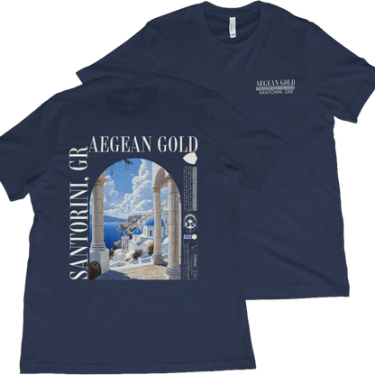 T-Shirt Navy / XS Santorini, Greece T-Shirt - Aegean Gold